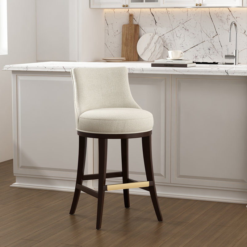 Tabouret de bar en chenille Lucia, Naturel, Tabouret de bar (siège d'une hauteur de 29,4 po), 1