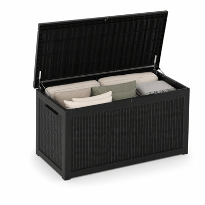 260 Gallon Extra Large Outdoor Deck Box, Weather-Resistant Resin Patio Storage Chest with Soft-Close Lid & Lockable Hasp