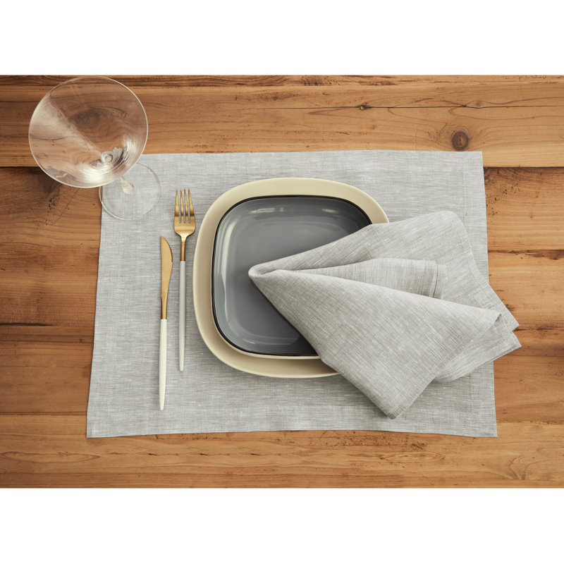 100% Pure Linen Dinner Napkins - Athena, Oyster Gray