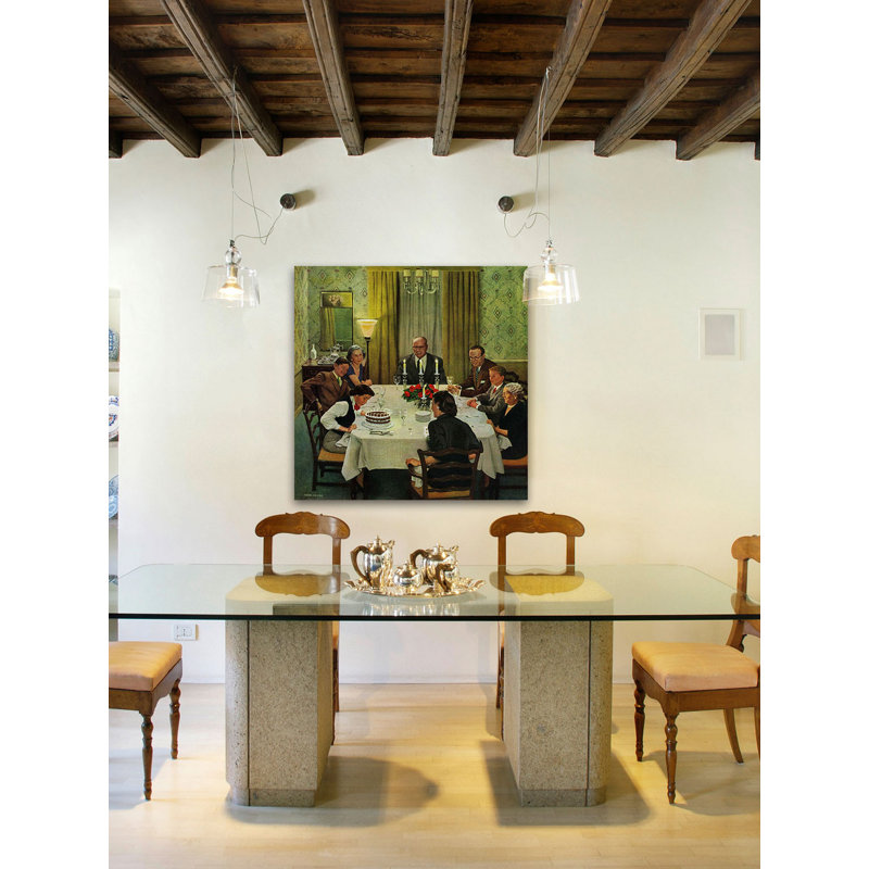 Reproduction d’art sur toile tendue "family birthday party" par john négligeable faisant, H 18 po x l 18 po