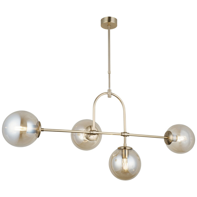 Lustre élégant en métal avec finition laquée antique, plaque de base 10 x 10 x 1,2 pouces | Hauteur totale réglable de 33,5 à 45,3 pouces | 4 x douilles E27 de 40 W maximum, parfaites pour la salle à manger et les espaces de vie, ampoules non incluses