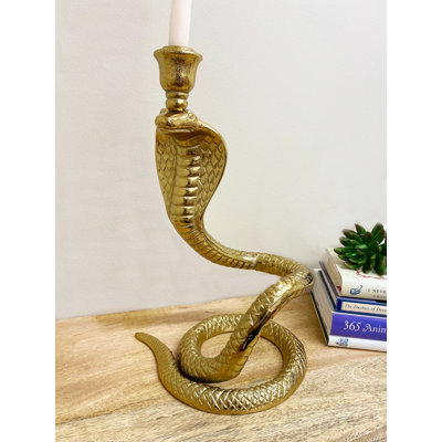 Metal Tabletop Candlestick with Candle Included