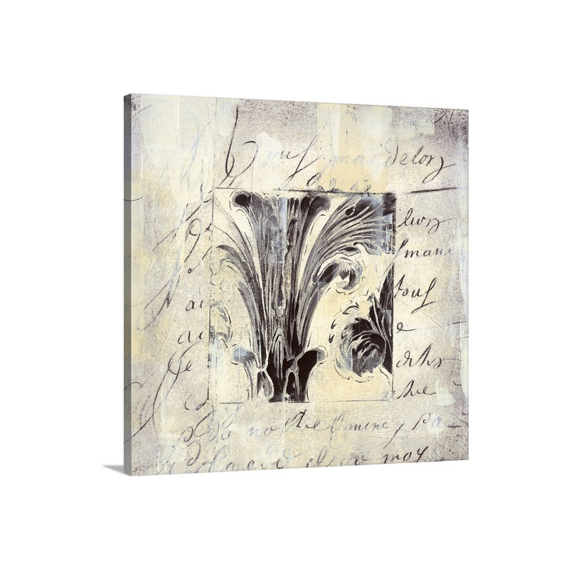« i » par liz jardine, art textuel sur toile Aeropostale, H 24 po x l 24 po x P 1,25 po