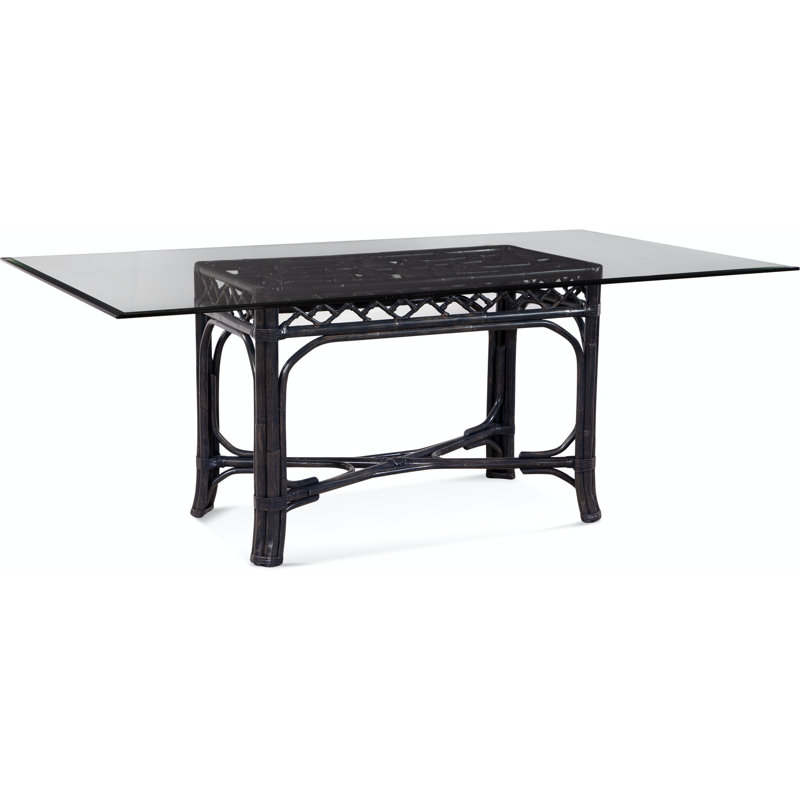 Chippendale Glass Top Dining Table, Antique Black, 42" W x 60" L