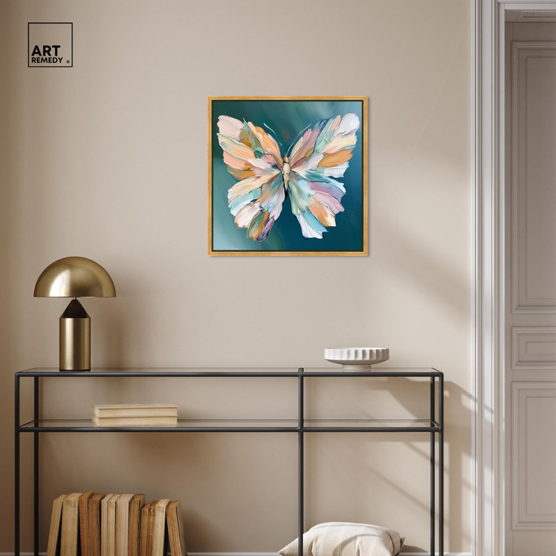 «Dreamscape Butterfly» par Art Remedy, Cadre flottant doré, H 21 po x l 21 po x P 1,8 po