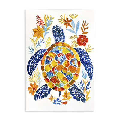 Nautical Patterned Turtle Wall Plaque Art by Ramona Murdock