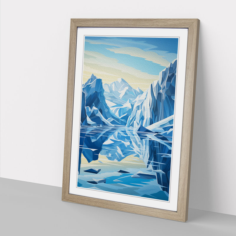 Glacier Art Deco - Framed Print, Oak, 46cm H x 34cm W x 2cm D