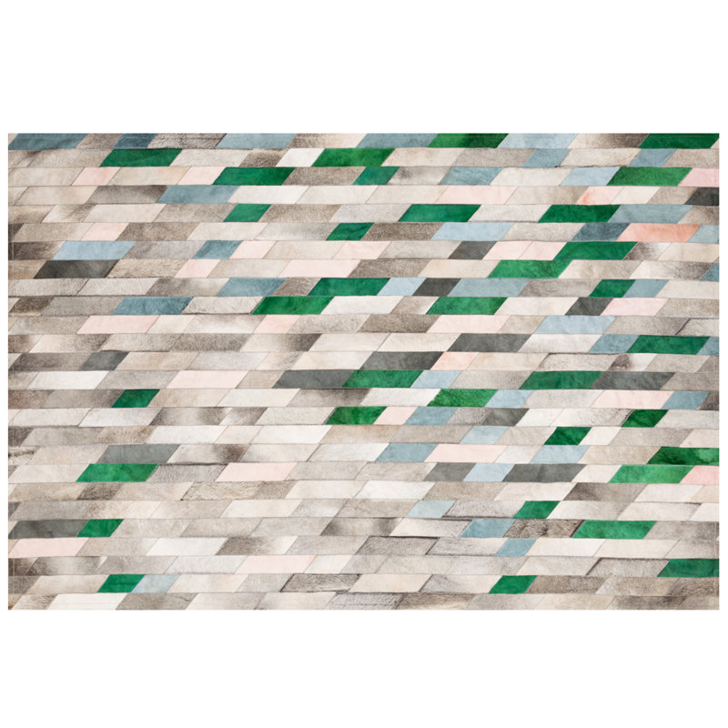 Astila Cowhide Geometric Area Rug, Rectangle 10' x 14'