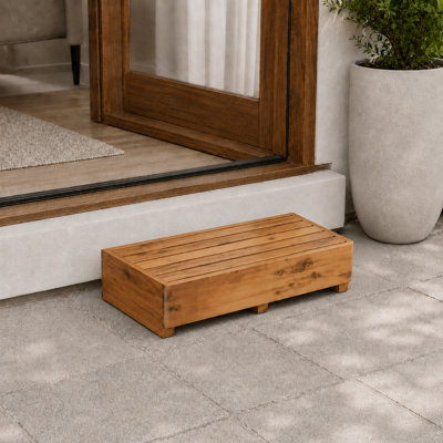 6.5" One Step Stool For Elderly, Acacia Wood High Riser Step Stool For Bed – 550 Lbs Wooden Mobility Stepping Stool For Adults, Kids/Bedside, Bathroom, Kitchen, Garden (Acacia, 6.5" Height)