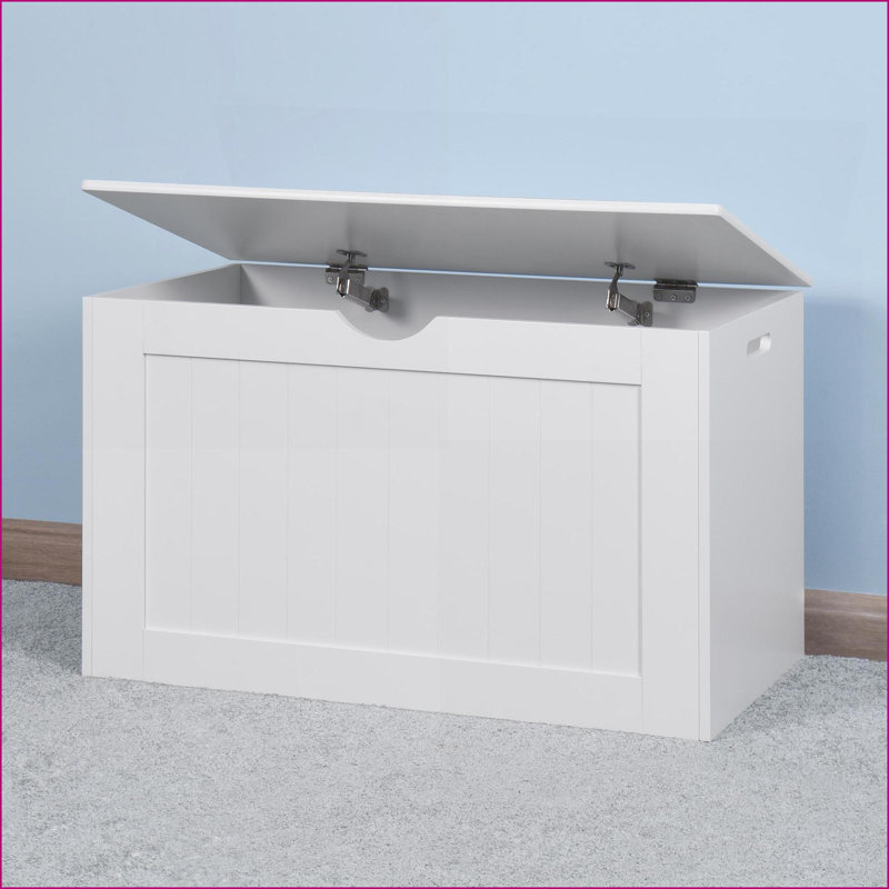 Banc de rangement relevable avec charnières de sécurité, blanc cassé | Hall d'entrée | Panneau de fibres à densité moyenne