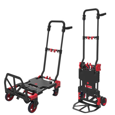 Heavy Duty 300lbs Folding Hand Truck, 2 in 1 Aluminum Foldable Dolly With Hand Brake