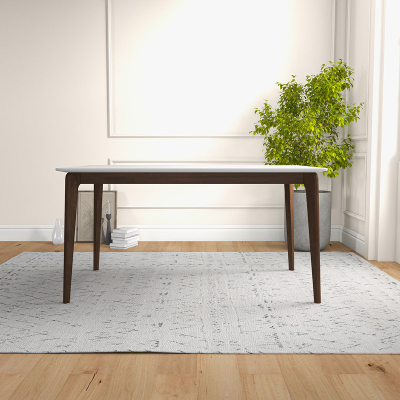 Table de salle à manger en bois d'eucalyptus 59 "Bairoil, Plateau blanc / base brune