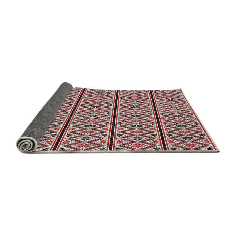 Tapis noir/rouge tissé à la machine, Carré 8 pi