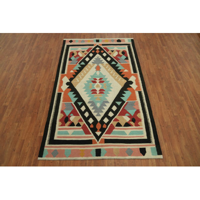 Geometric Wool Kilim Oriental Area Rug 5x8