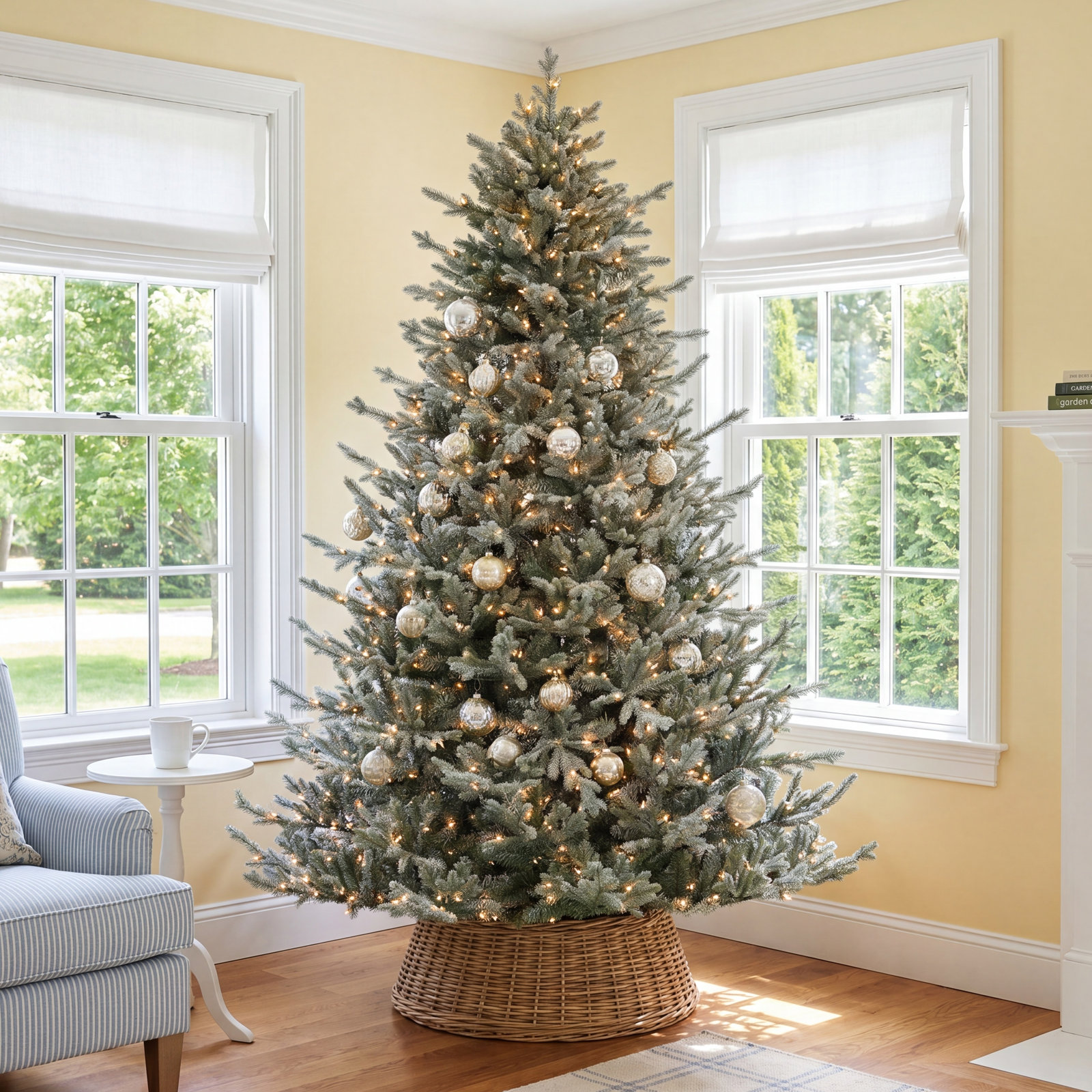 Lighted Artificial Fir Christmas Tree, 90" H x 63" W x 63" D
