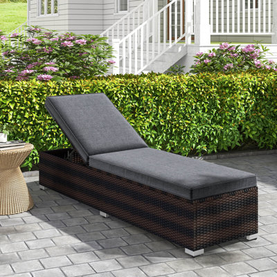 Chaise longue 1 pièce avec dossier à 4 niveaux Coussin de siège robuste en métal gris