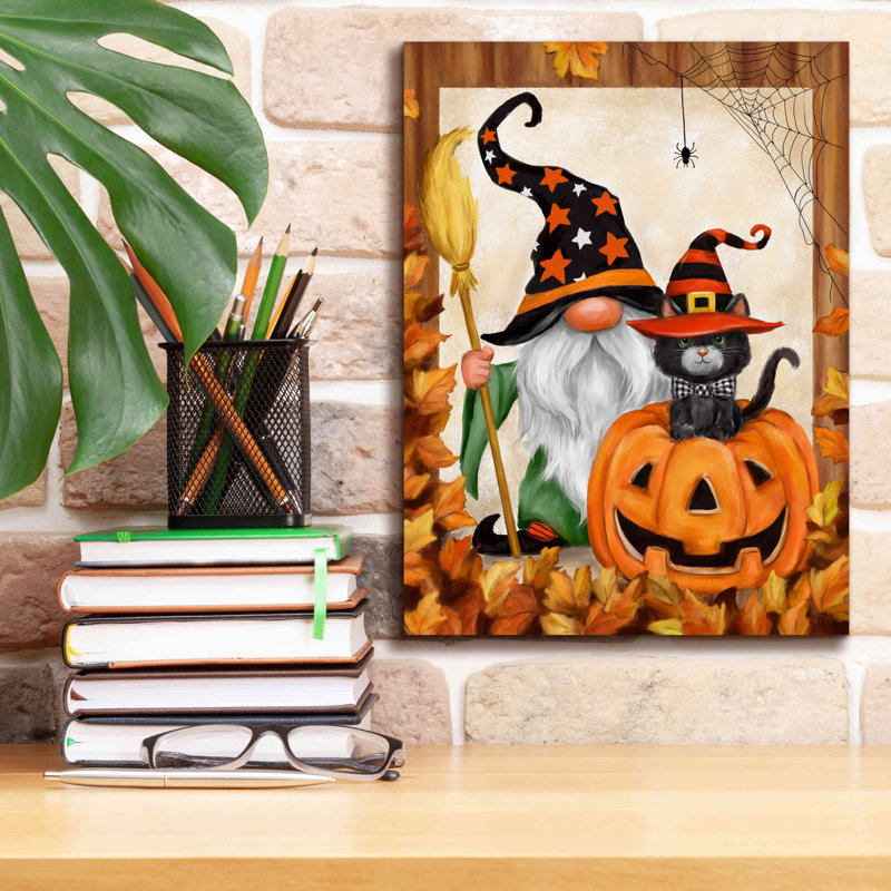 Halloween Gnome par Makiko - impression sur toile tendue, H 16 po x l 12 po x P 0,75 po