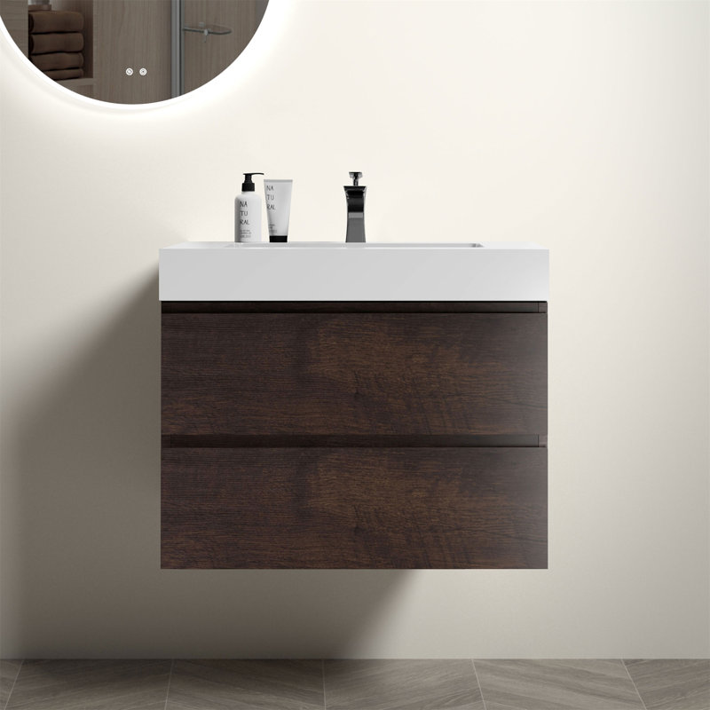 Alice Bathroom Vanity With Sink, Walnut, 30", White