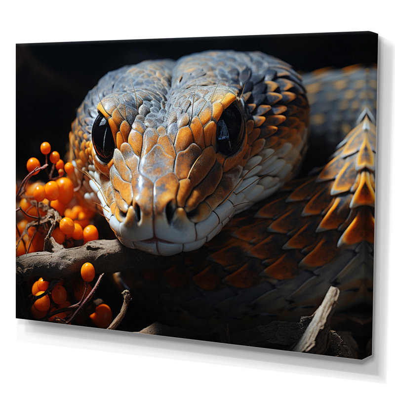 Afrique, serpents, couloirs sur toile, H 12 po x l 20 po x P 1 po, Toile tendue