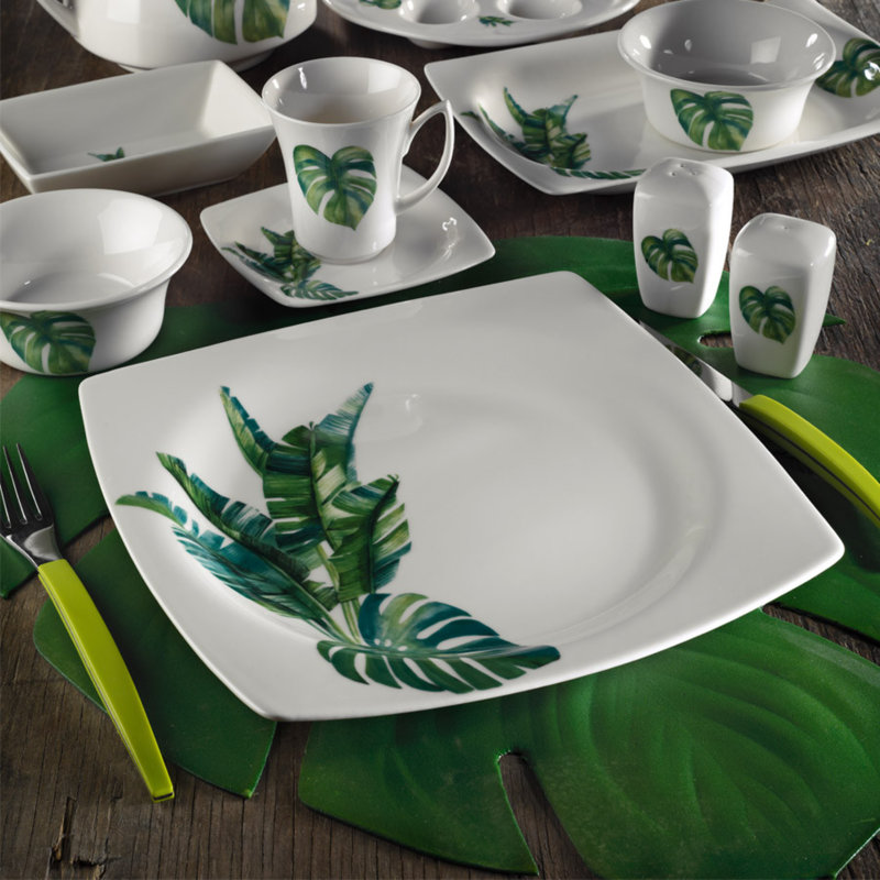 Dyeisha Porcelain China Dinnerware Set 35 Piece - Service for 6