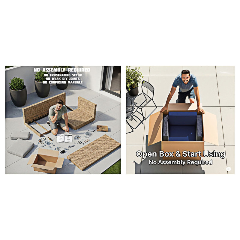 Ensemble de canapé d'extérieur 4 personnes, Beige Cushion/Grey Mix Frame