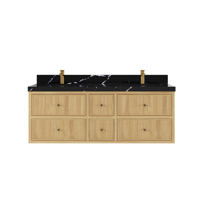 Ensemble de meuble-lavabo simple 60 po Sonoma, Noir Calacatta