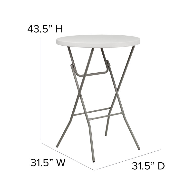 Elegant 31.5" Round Bar Height Folding Table in Granite White and Gray