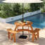Ensemble de table de pique-nique 6 personnes avec 3 bancs intégrés et 2 trous pour parasol-798065249