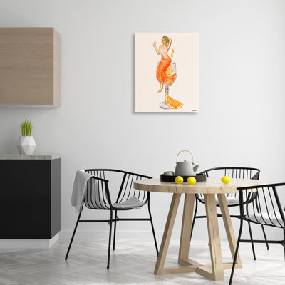 Woman & Orange Slice Cocktail Canvas Wall Art, design by Ziwei Li