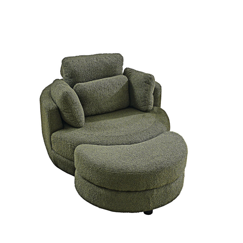 Fauteuil demi-tonneau pivotant avec repose-pieds Modern
