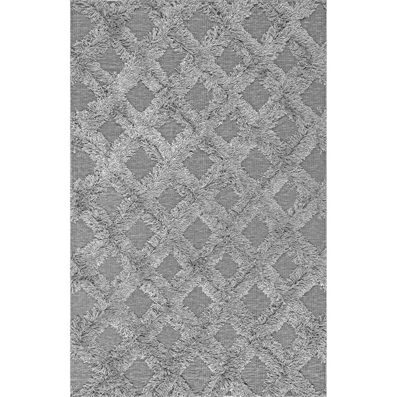 Tapis gris à motif géométrique Fresquez, Rectangle de 5 pi x 8 pi