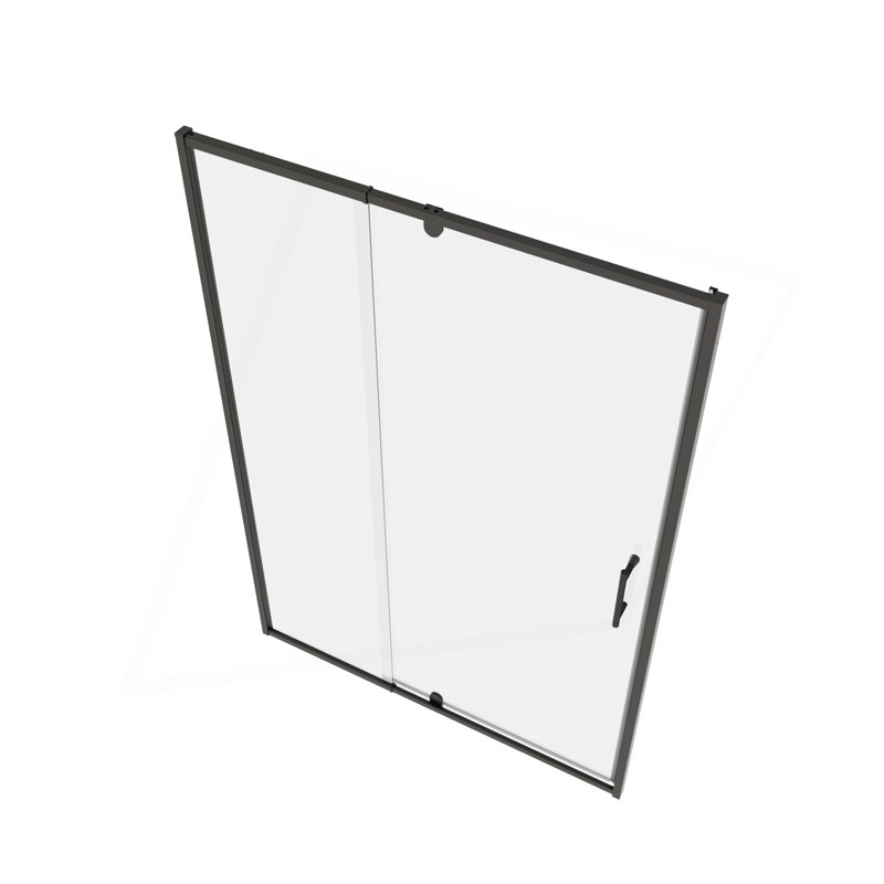 38-42" W X 71" H Piovt Swing Glass Shower Door, Matte Black
