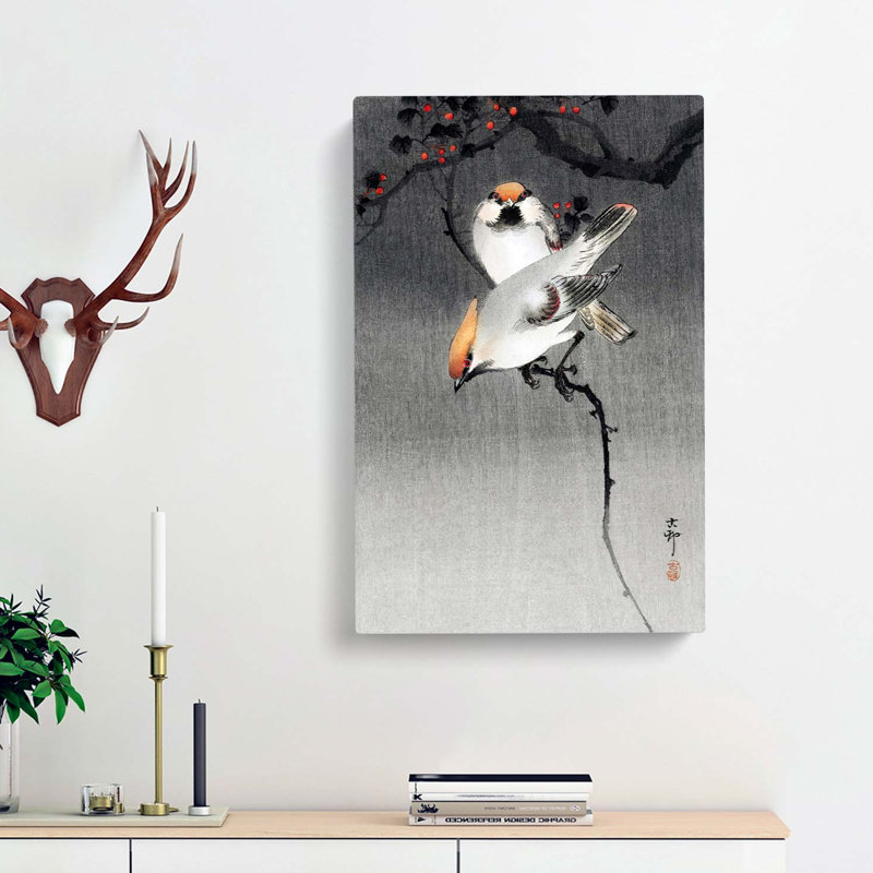 Bohemian Waxwing Birds by Ohara Koson - Wrapped Canvas, 60cm H x 40cm W x 3cm D