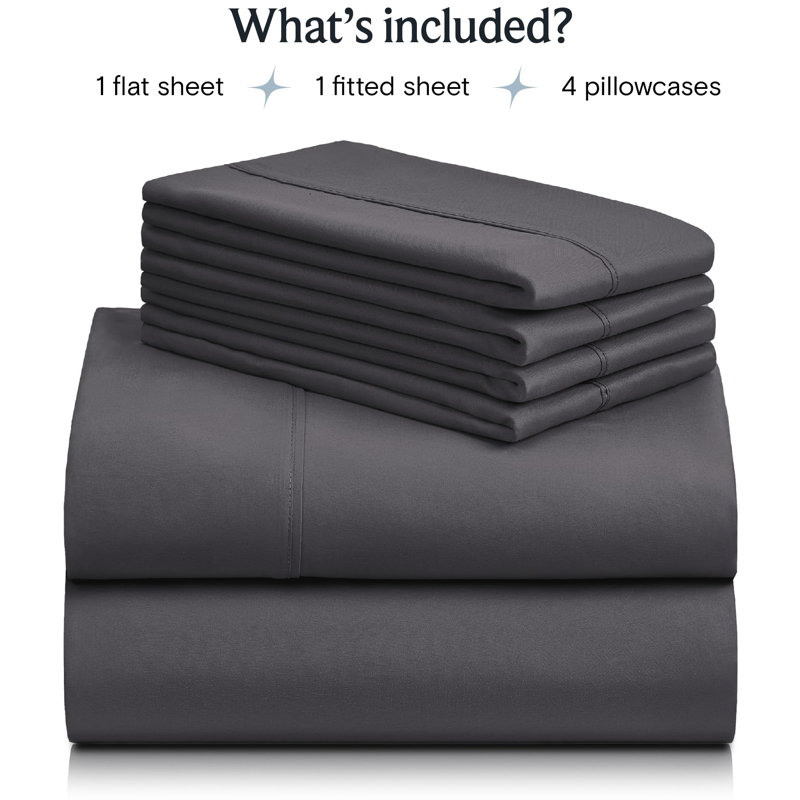 Luxclub 4 PC Gray Full Silky Soft Cooling Extra Deep Pocket Performance Sheet Set, Gray, Full Sheet Set with 4 Pillowcases