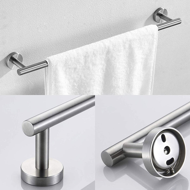 Sus304 Stainless Steel Bathroom Hardware 3, Brushed Nickel, Strong Bath Shower Fixtures (Robe Hook, Toilet Paper Holder, Towel Bar