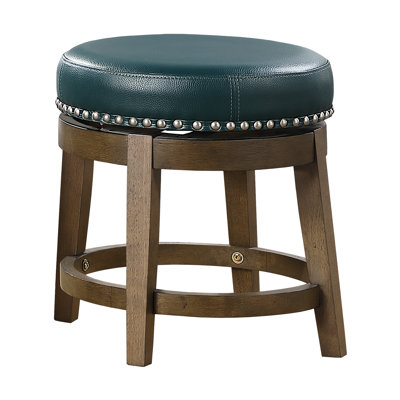 Tabouret rond pivotant de 2, chaise en similicuir à 360 degrés, ornée d'une garniture cloutée, structure en bois massif brun pour les chaises de salle à manger 2 pièces, siège, rotation 360 °, finition embelli