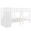 Lit superposé double au-dessus de simple et simple, lit superposé triple en bois avec tiroirs, garde-corps et escalier - Économie d'espace (blanc)-213576794