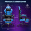 Fauteuil de jeu ergonomique en similicuir chauffant et massant avec fonction de vibration à 7 points en noir / bleu-133353048