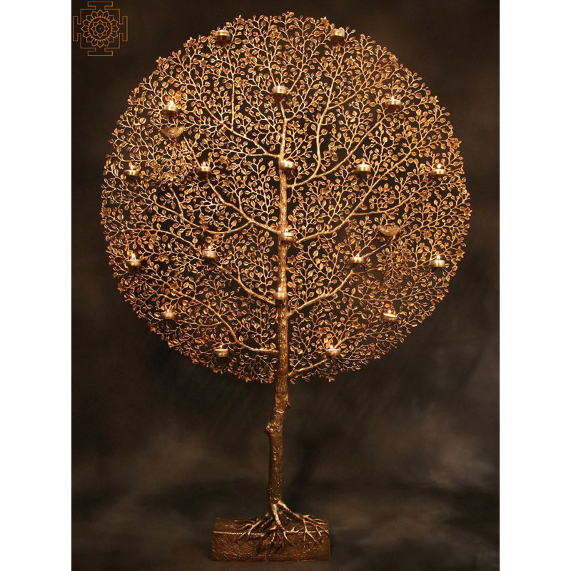 Arbre de vie en laiton avec lampes