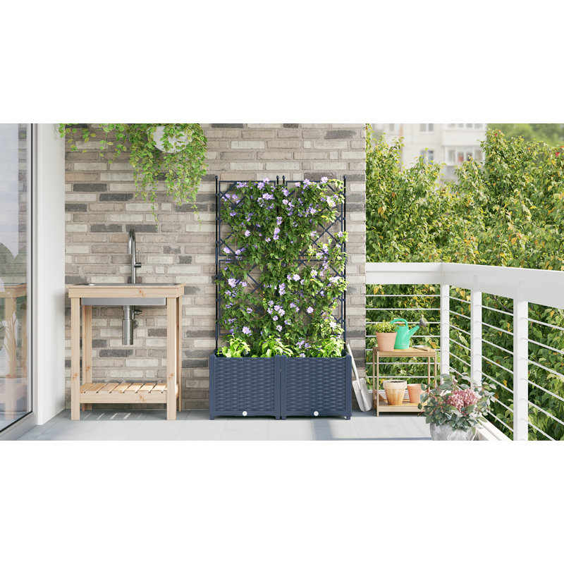Garden Planter Steel Outdoor Container Modern Decor Terrace Stylish Pot, 143cm x 80cm x 40cm, Grey