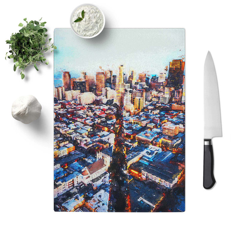 Glass Downtown San Francisco Chopping Board, 39 cm W x 28.5 cm L