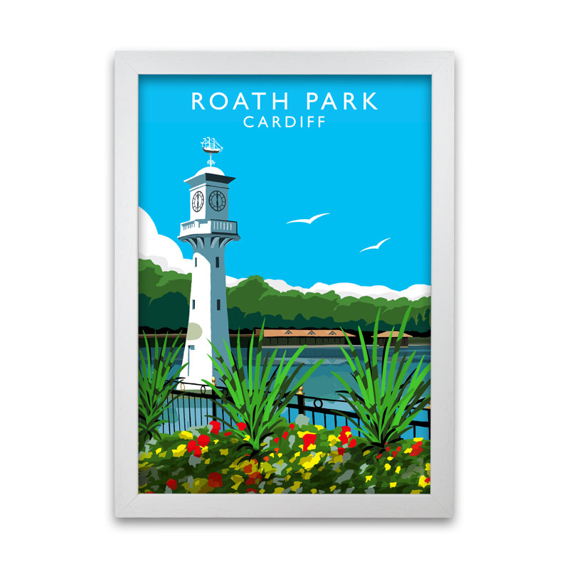 Roath Park Cardiff by Richard O'Neill - Print, White Framed, 42cm H x 29.7cm W x 3cm D