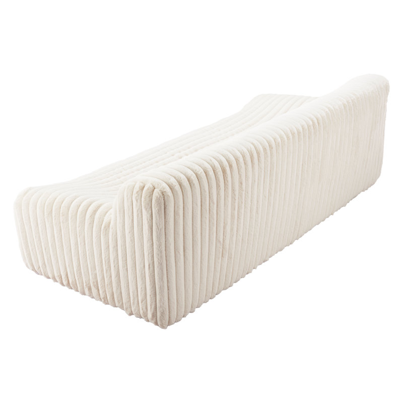 Cream Cord-Style Fabric Upholstered Sofa with Wood Frame
