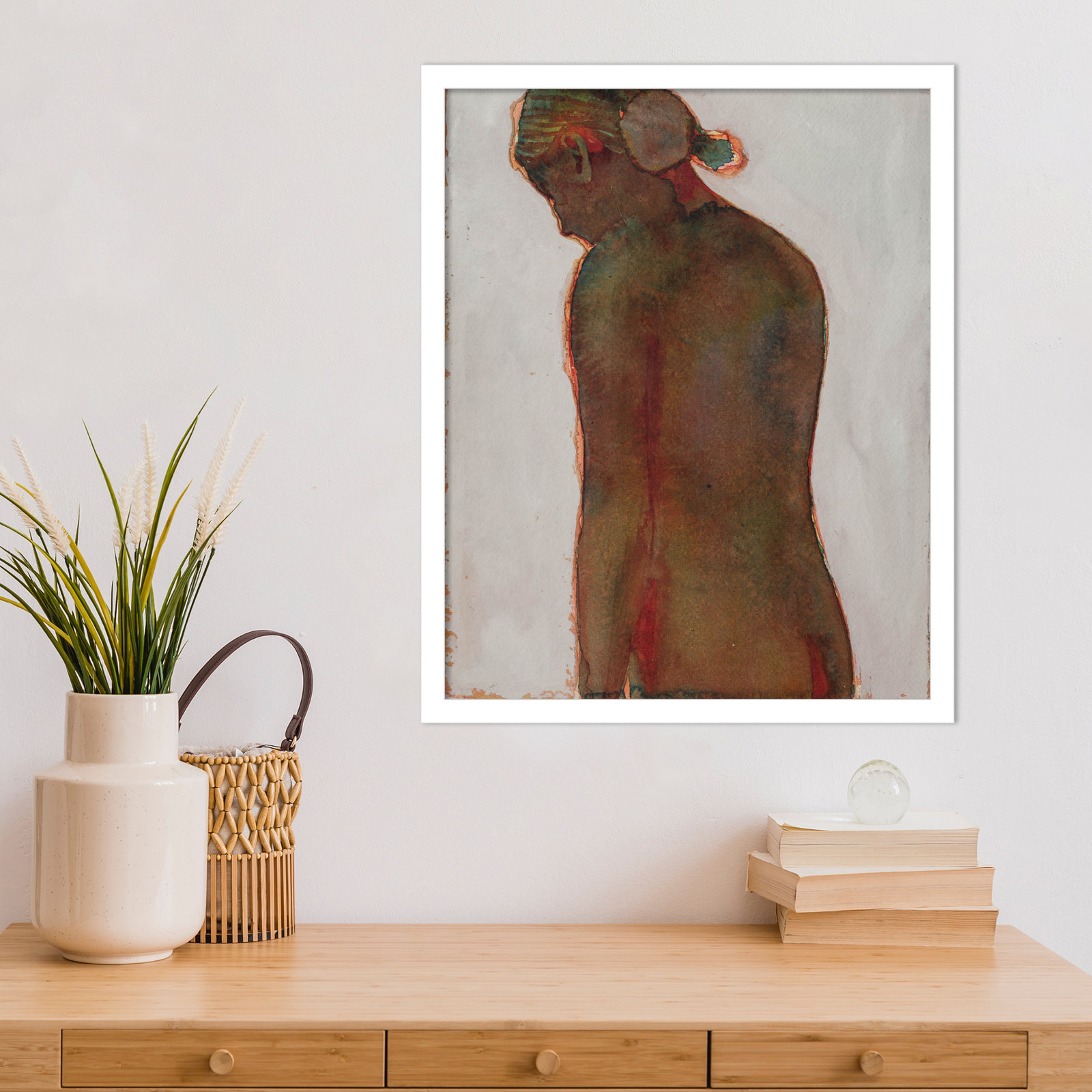 Figure Print by Dean Graham, White Framed, 21" H x 17" W
