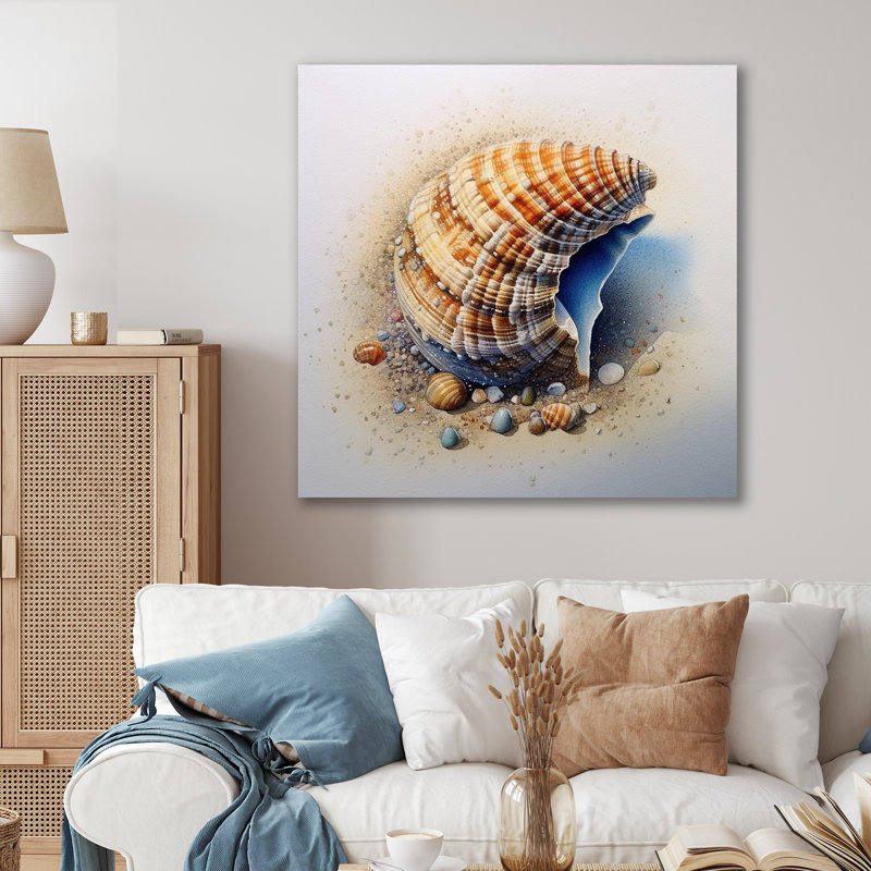 Décoration murale coquillage côtier III - animaux, H 16 po x l 16 po x P 1 po, Toile tendue