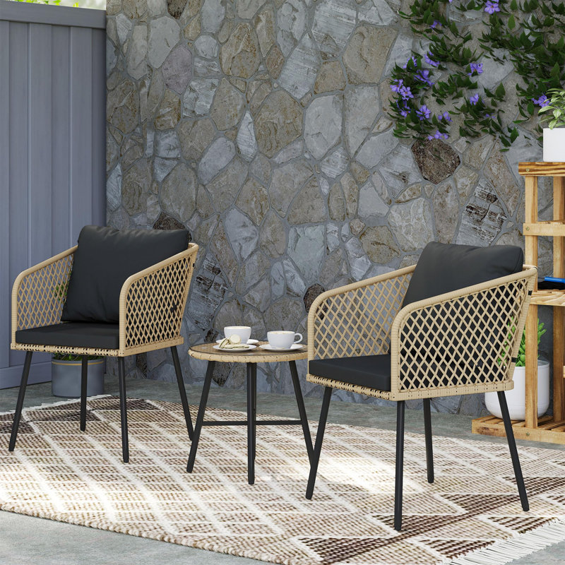 Patio Dining Set with, Black, Brown