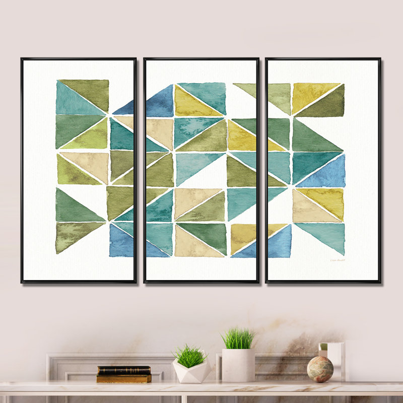 3 - Pieces, 32" H x 48" W x 1" D, Gold Framed