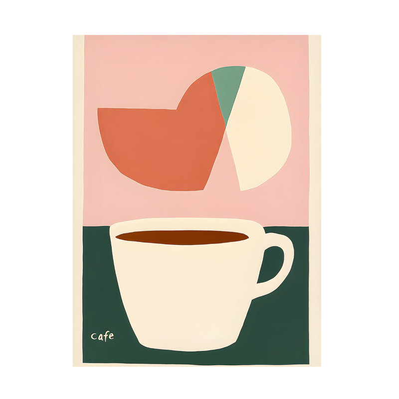 Art mural sur toile tendue - "Naive Caffe I", décoration murale pour salon, chambre à coucher ou bureau - 14 x 19