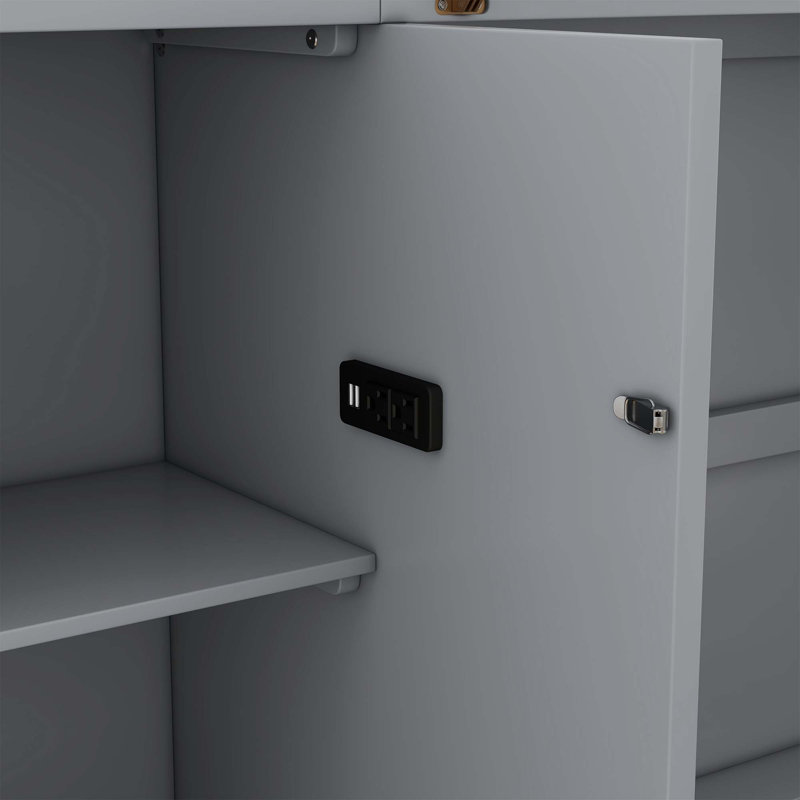 Lit escamotable avec tablettes, tiroirs et ports USB Murphy, Grand
