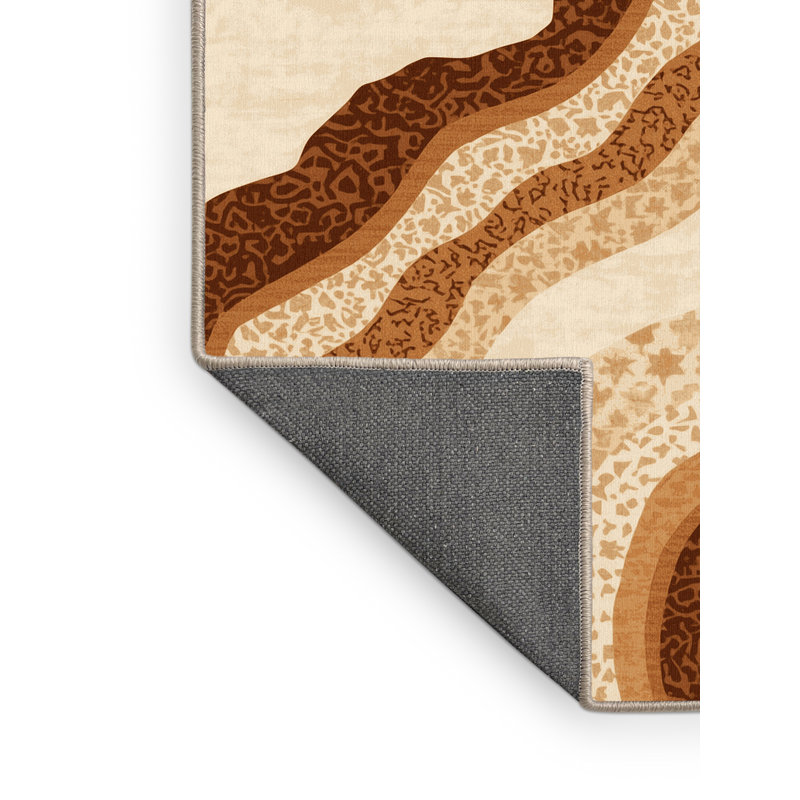 Tapis marocain doux et moelleux d'inspiration mondiale Tonnele - reliure beige, Rond 4 pi